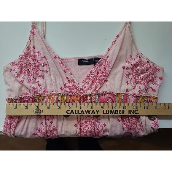 VTG Babydoll Dress Mini Rue21 Floral Medallion Jr M Y2K Coquette Romantic Sequin - Picture 6 of 16